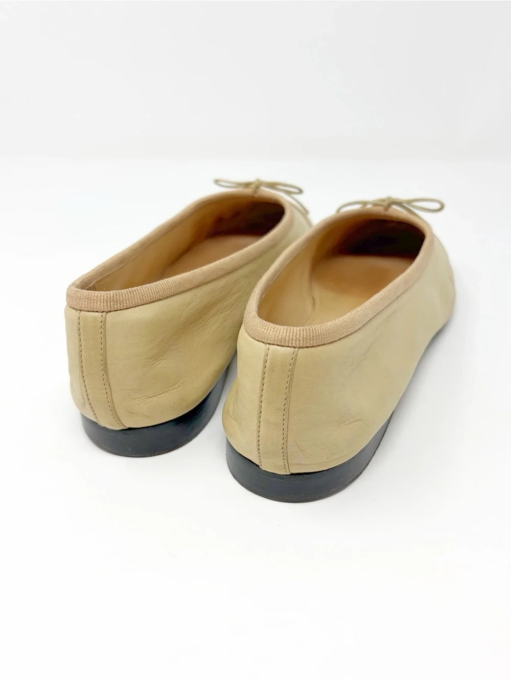 CHANEL Classic Cream Lamb Leather Ballerina Flats size 38